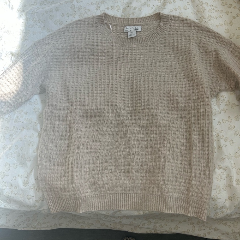 Rachel Zoe cashmere waffle crewneck